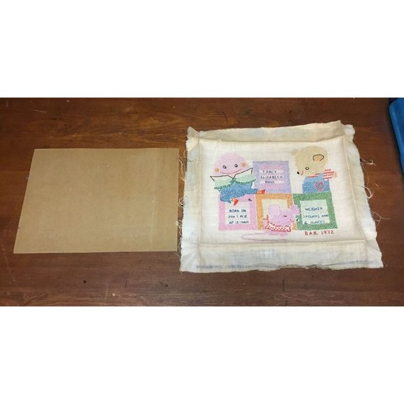 1972 Vtg Cross Stitch Birth Sampler by Paragon to Re-Purpose - Picture 6 of 6